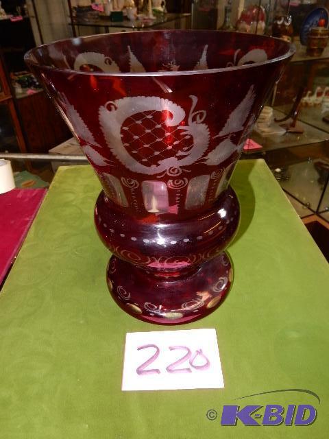 lot 220 image: Ruby Flashed Vase