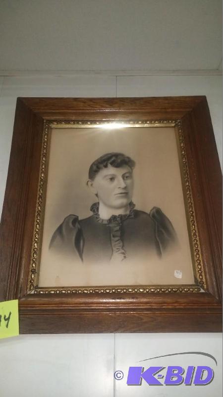 lot 244 image: Black and White photo of woman.. Very old.. Very nice old frame.