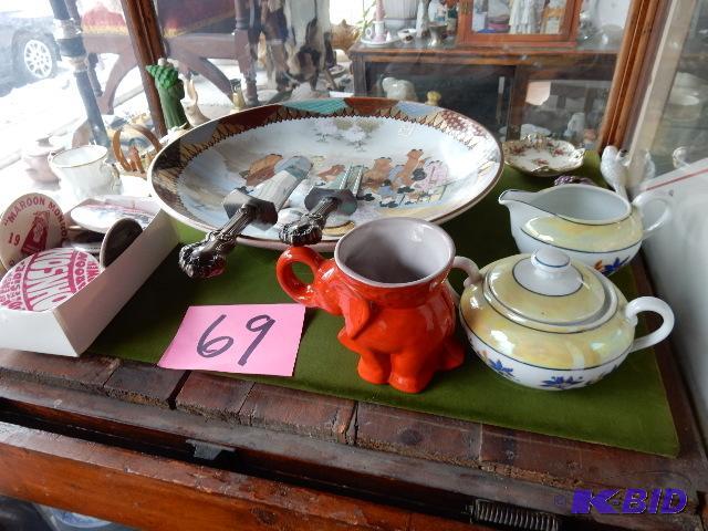 lot 69 image: KUTANI PLATE, Sterling carving set and more.. See pictures