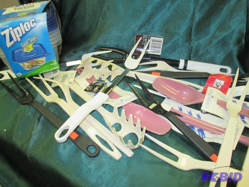 cooking utensils and ziploc containers...