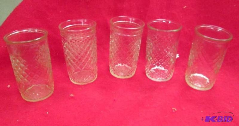 Qty 5 little drinking glasses...