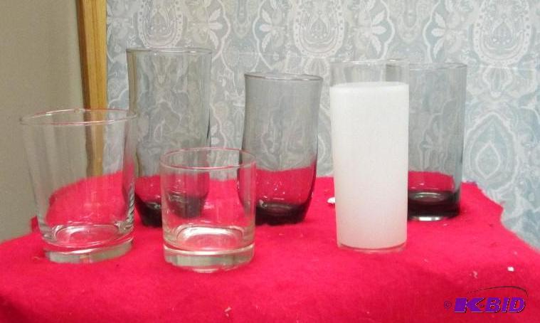 Qty 6 different style and sizes of drinking g...