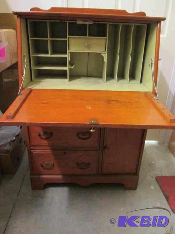 Solid wood desk with drop down front, lots of...
