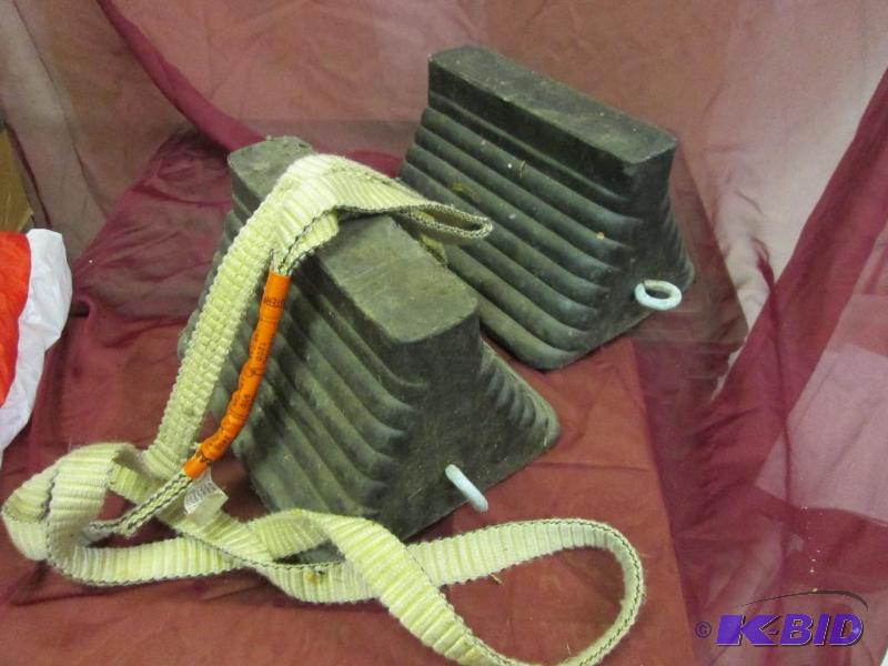 Pair of wheel blocks and a light duty tow str...