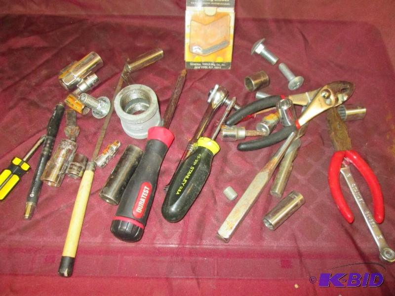 Lot of assorted tools, sockets, file, and mor...