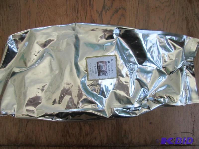 lot 72 image: 5 Pound bag of whole bean fresh roasted coffe...