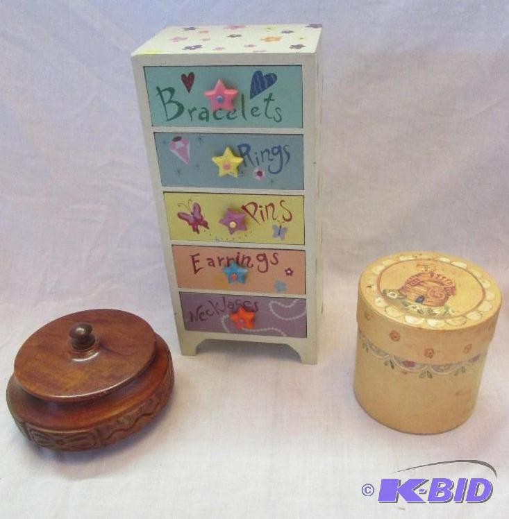 mixed lot of decorative wooden boxes and jewl...