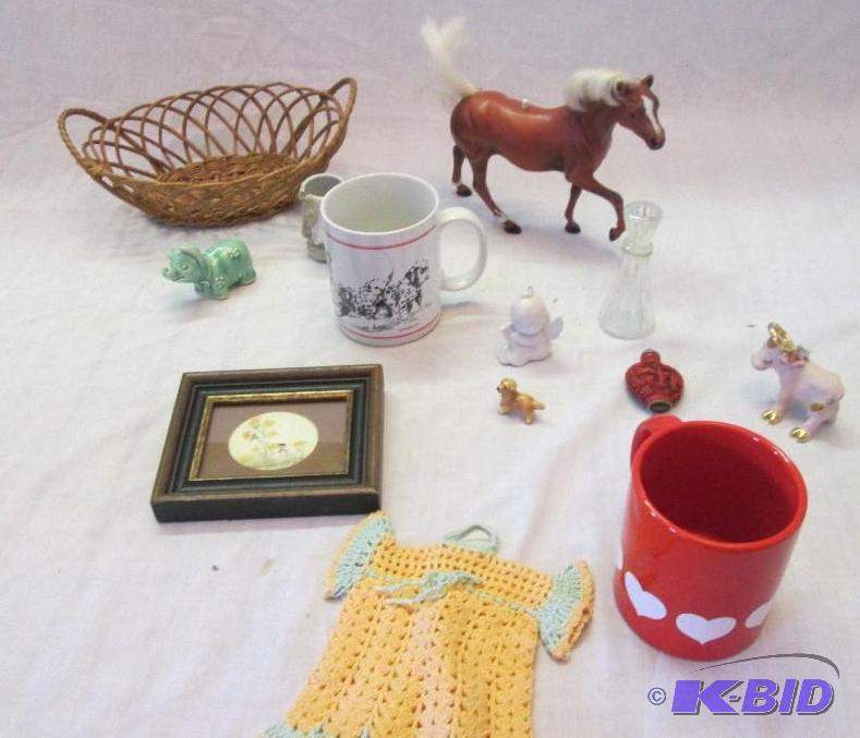 mixed lot of mugs, toys, figurines, picture a...