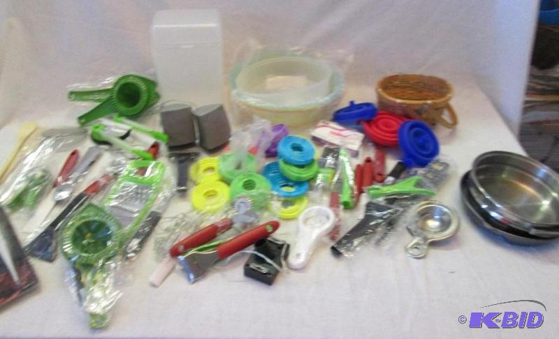 baskets, bowls, foldable funnels, meat temper...