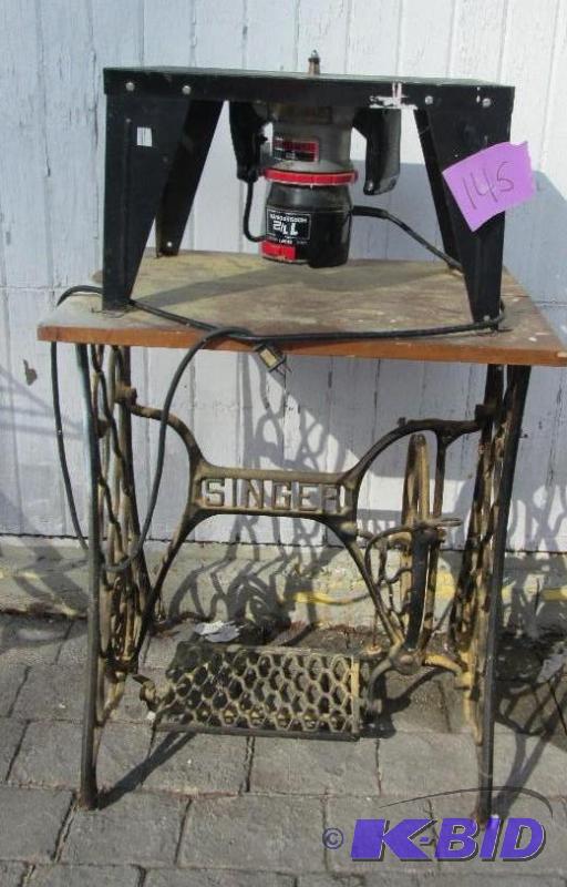 1  HP routher mounted on antique singer sewin...