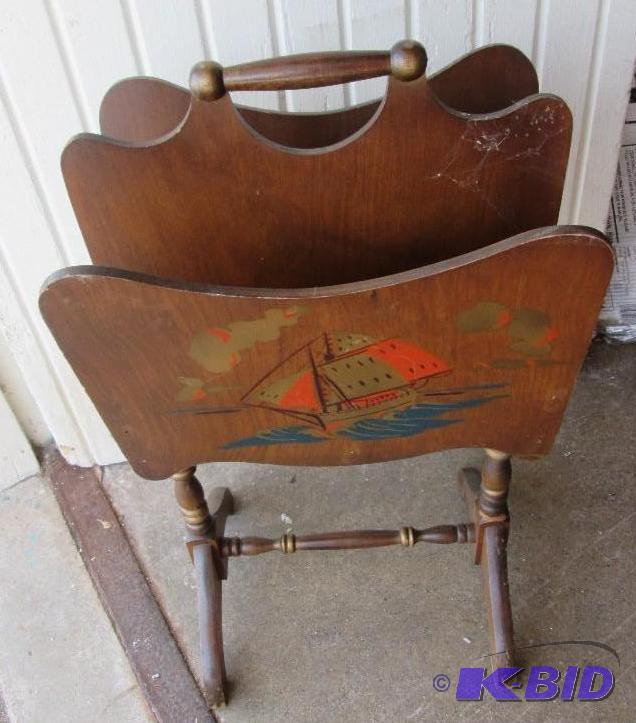 vintage magzine rack with sailboat designe 22...