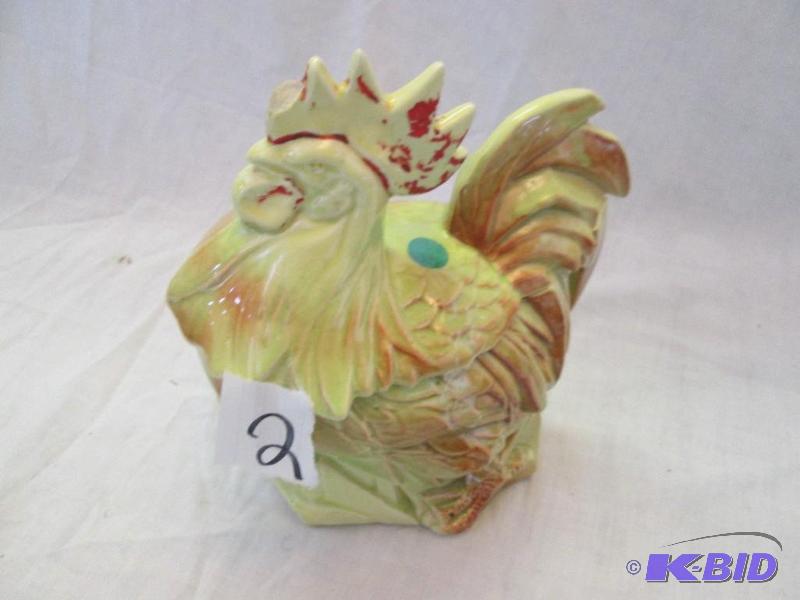 glass rooster cookie jar...