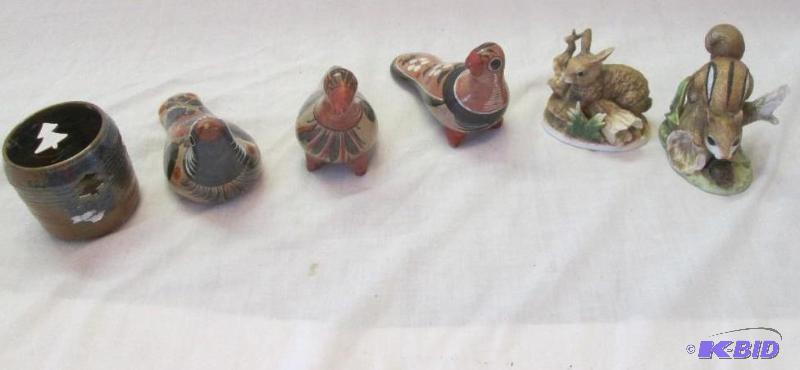 mixed lot of glass animal figurines and a pai...