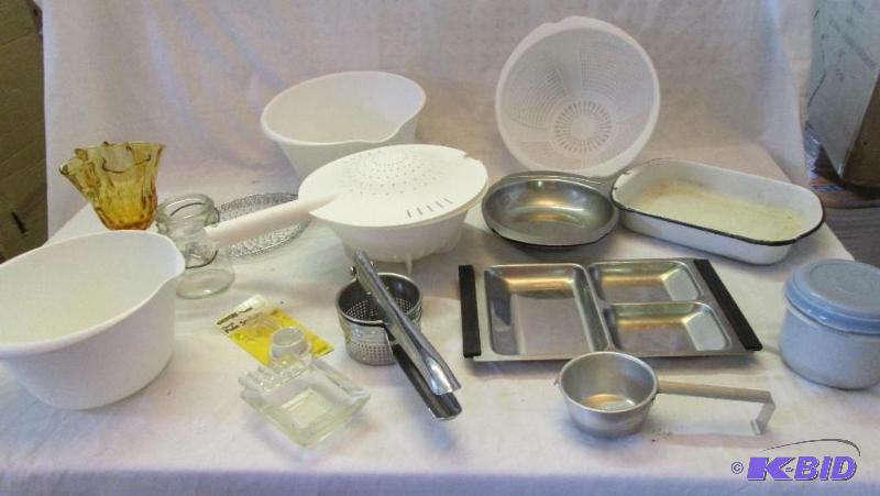 mixed lot of dishes, containers, pans...