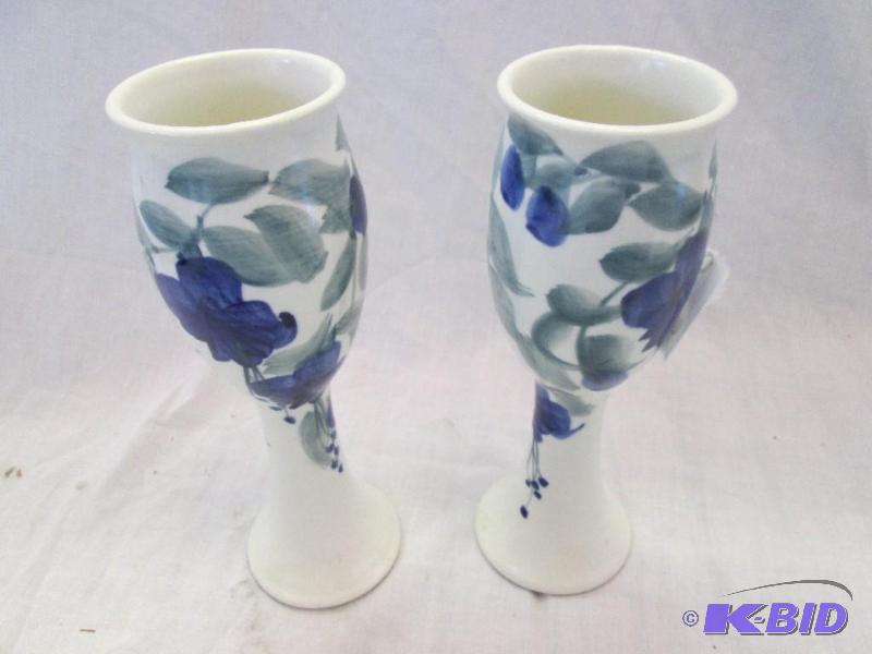 set of 2 matching goblets with flower pattern...