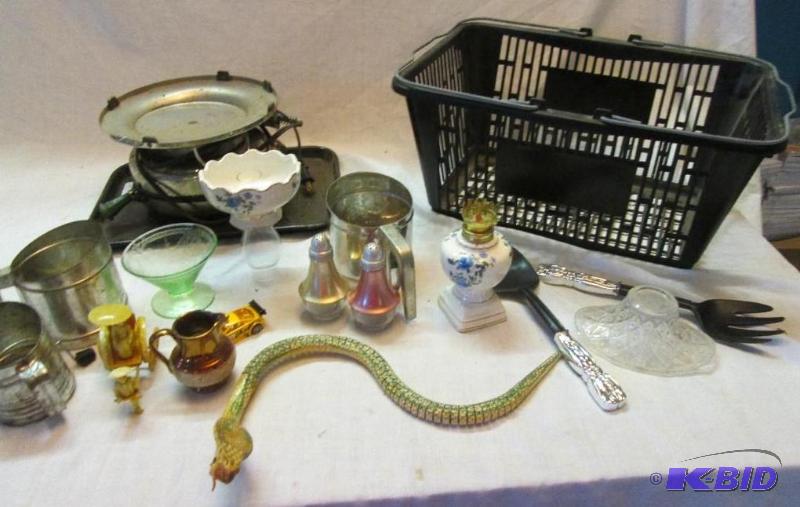 mixed lot of vintage kitchen dishes and suppl...