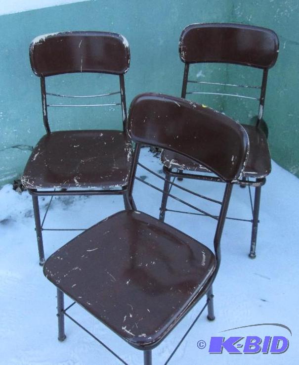 Lot of 3 chairs, painted brown...
