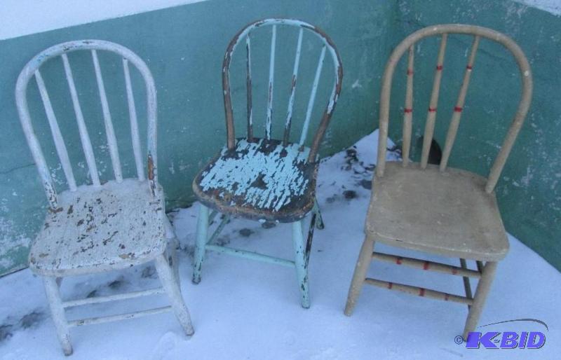 Lot of 3 vintage chairs, 2 painted white, one...