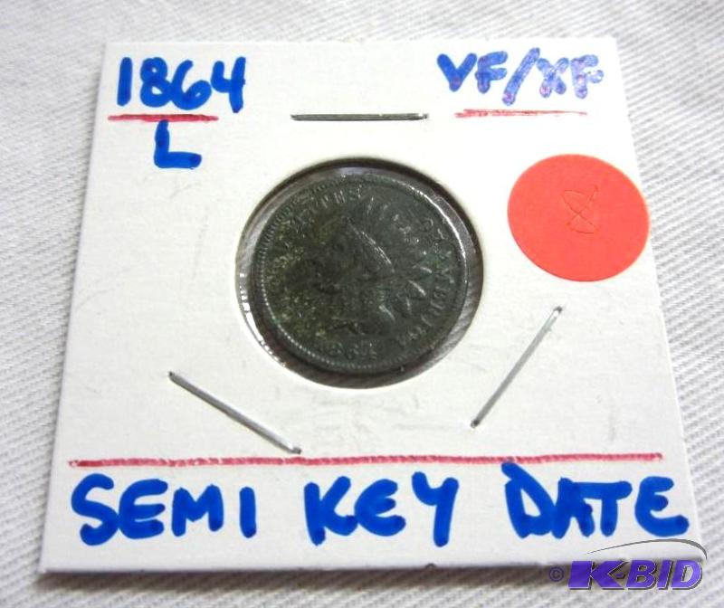 1864-L Indian Head Cent Semi Key Date VFXF