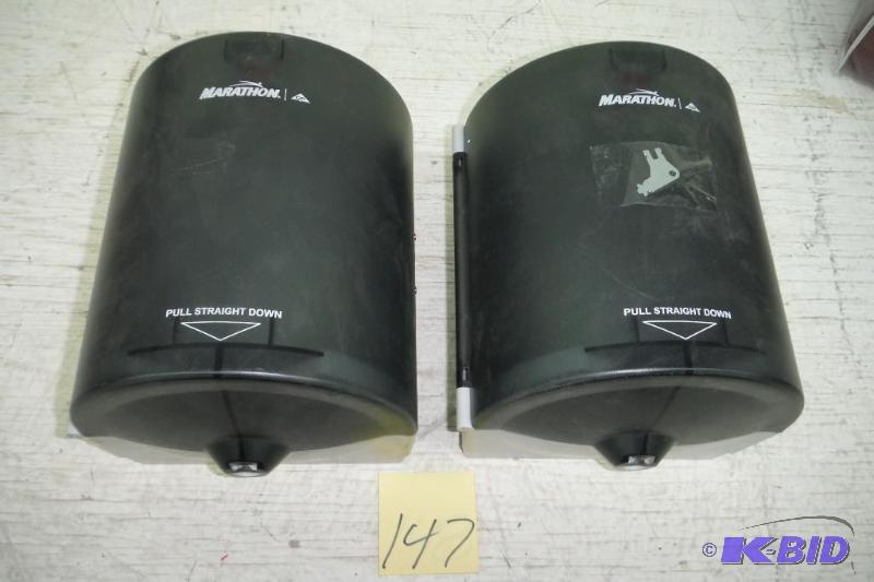 lot 147 image: Two Marathon Towel Dispenser, Center Pull, Smoke - 300 Sheets Capacity