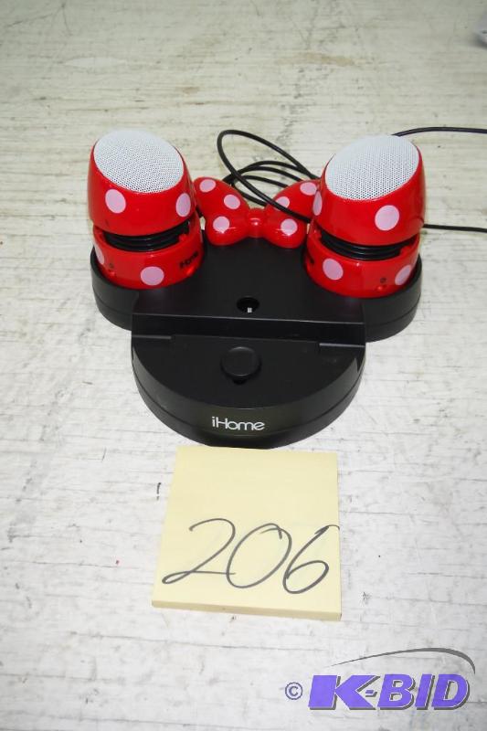 lot 206 image: eKids Minnie Rechargeable Mini Stereo Speakers for iPods, Laptops and iPhones, by iHome - DM-M793