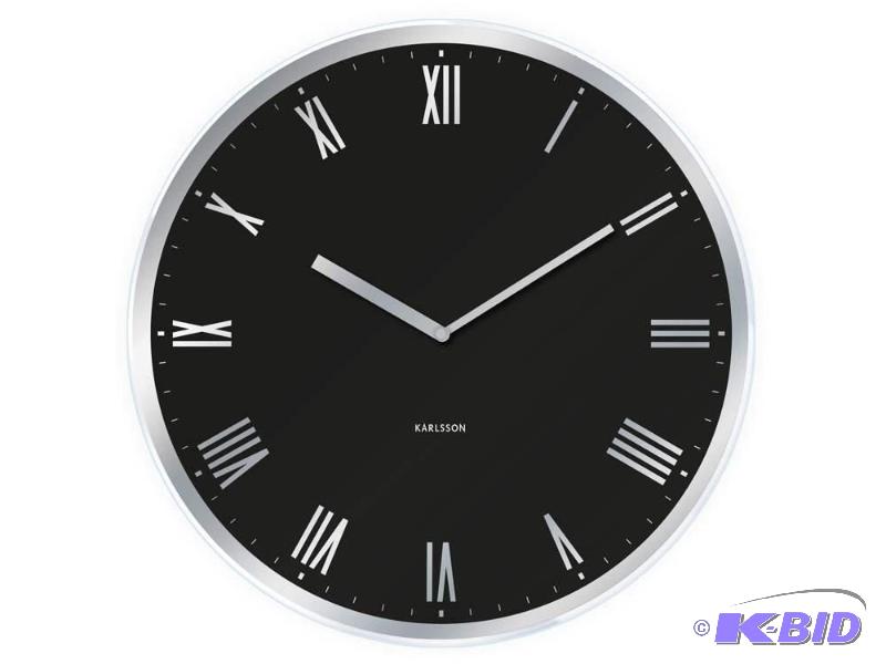 lot 24 image: Present Time Karlsson Modern Roman Numeral Wall Clock, X-Large, Black