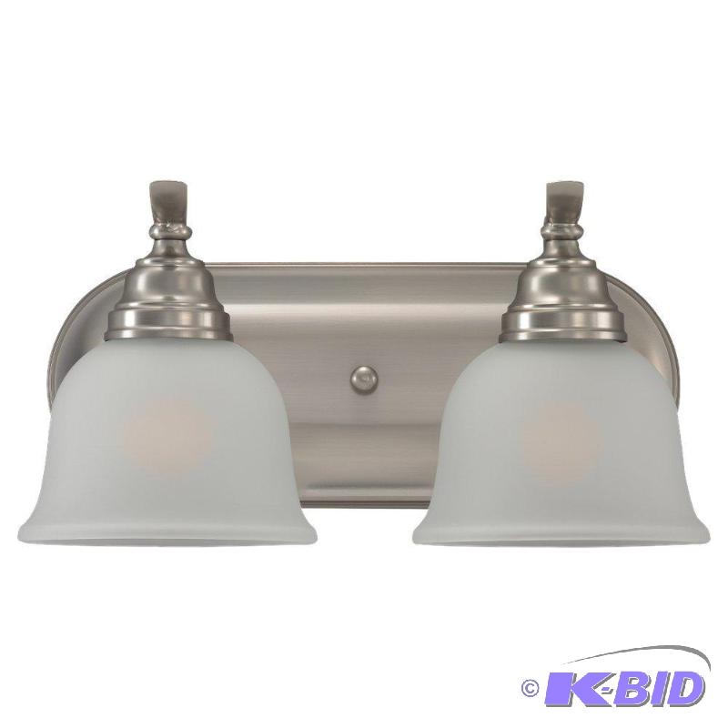 lot 50 image: Sea Gull Lighting 44626-962 Bath Vanity with Satin EtchedGlass Shades, Brushed Nickel Finish
