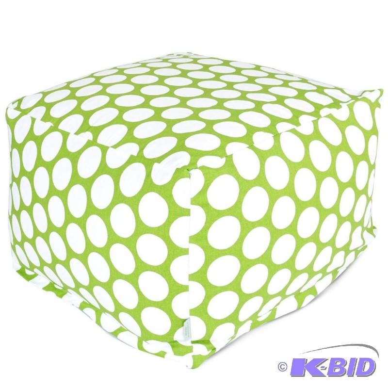 lot 53 image: Majestic Home Goods Hot Green Large Polka Dot Ottoman, Large