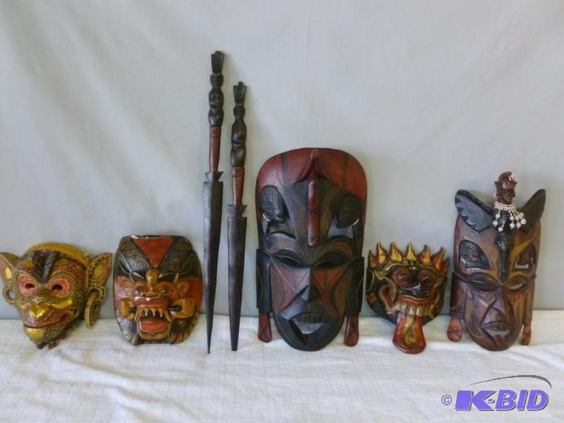 lot 20 image: Large Lot Of Wooden African Art that includes...