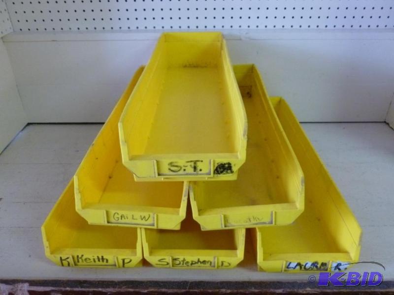 lot 63 image: Lot of six heavy gage plastic parts bins that...