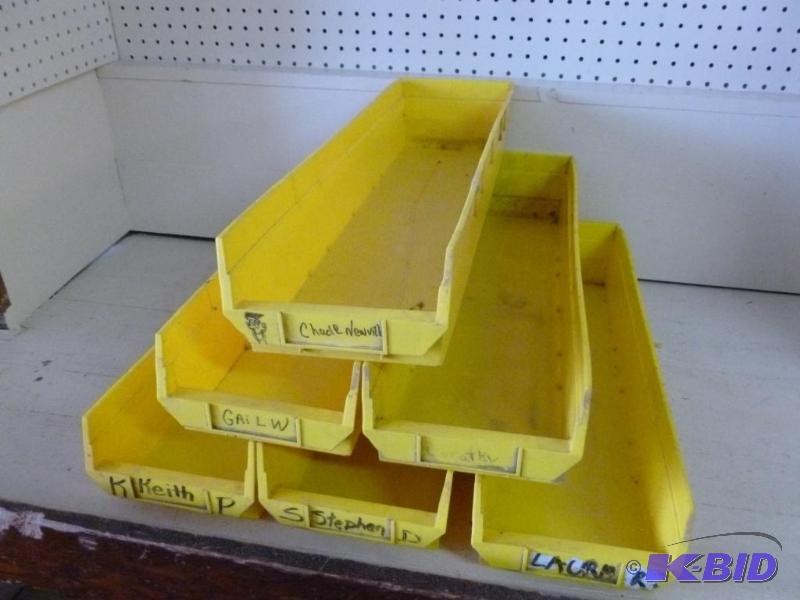 lot 64 image: Lot of six heavy gage plastic parts bins that...