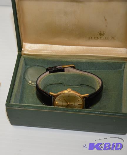 lot 28 image: Vintage 18k Gold Rolex watch with original box