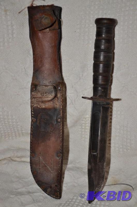 lot 35 image: US NAVY WWII Knife- not sure of exact war it ...