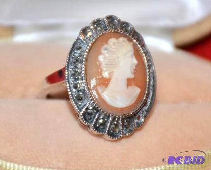 lot 81 image: Antique Sterling Silver Cameo Ring- this is g...