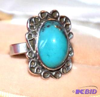 lot 82 image: Sterling Silver Turquoise Ring...
