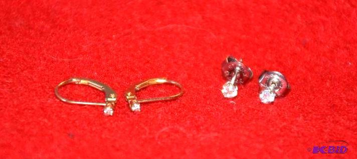 lot 83 image: I set of Diamond 14 Gold Earrings and one unk...