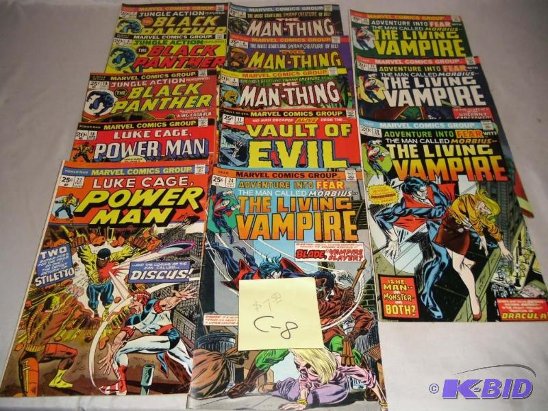 C-8 Lot of 13 Comics Luke Cage, Living Vampire, Man-thing, Black Panther