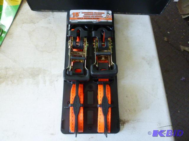 Two 15&quot Ratcheting Tie Downs Blaze orang...