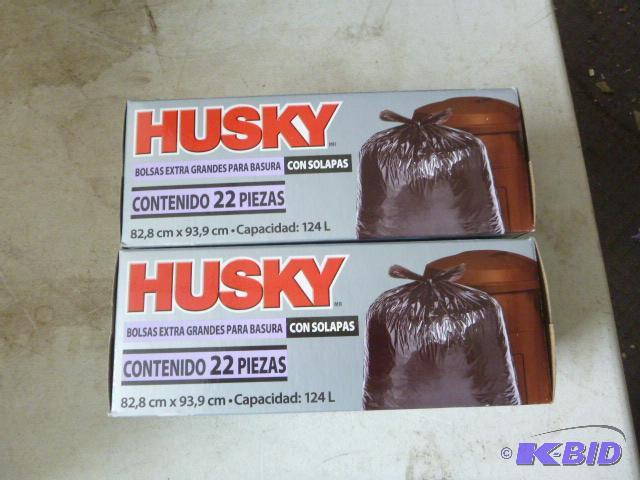 Two Boxes of Husky Flap Tie Trash Bags 33 gal...