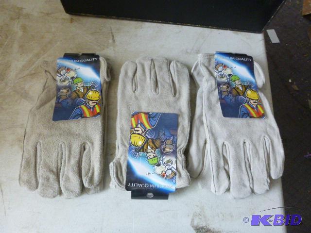 Three Pairs of Leather Lined Gloves Size Larg...