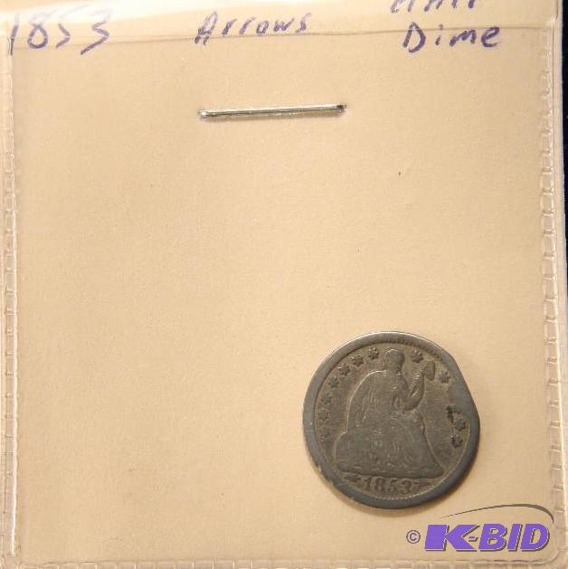 1853 SILVER HALF DIME ARROWS AT DATE VARIETY