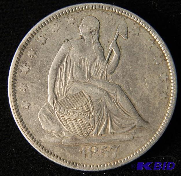 1857 SEATED LIBERTY HALF DOLLAR XF