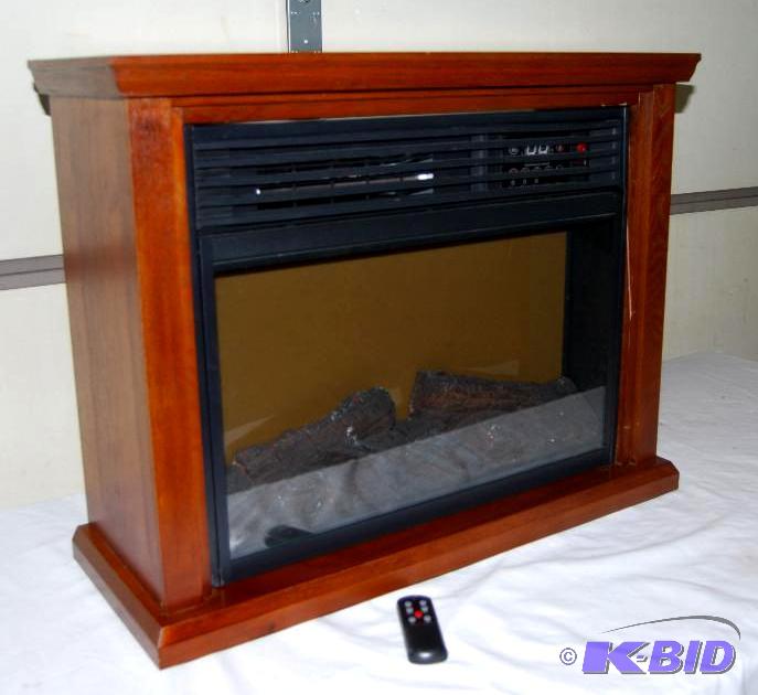 Rolling Infrared Fireplace With Mantel, adjus...