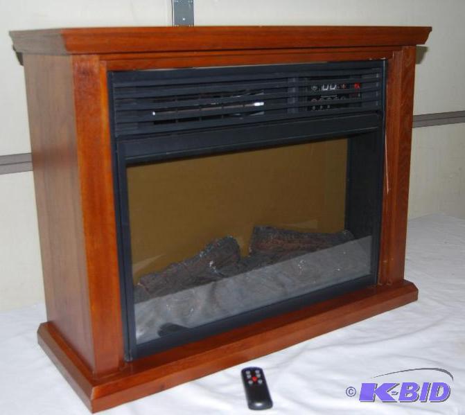 Rolling Infrared Fireplace With Mantel, adjus...