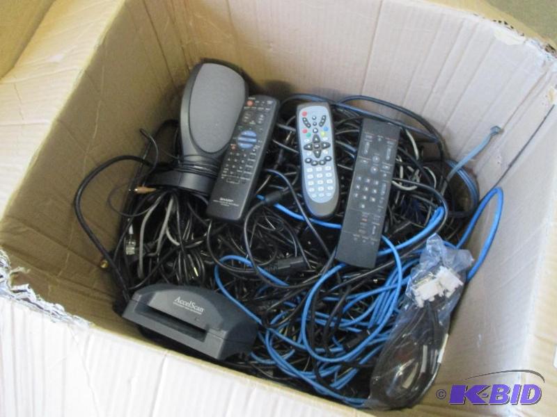 Box of cablesspeakersremotes...