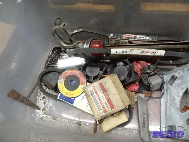 lot 20 image: Welding hammer. Boat light. Misc belts. 3 coo...
