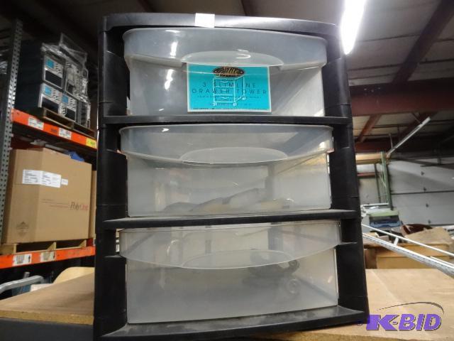 lot 33 image: Elite gold 3 slim line drawer tower....