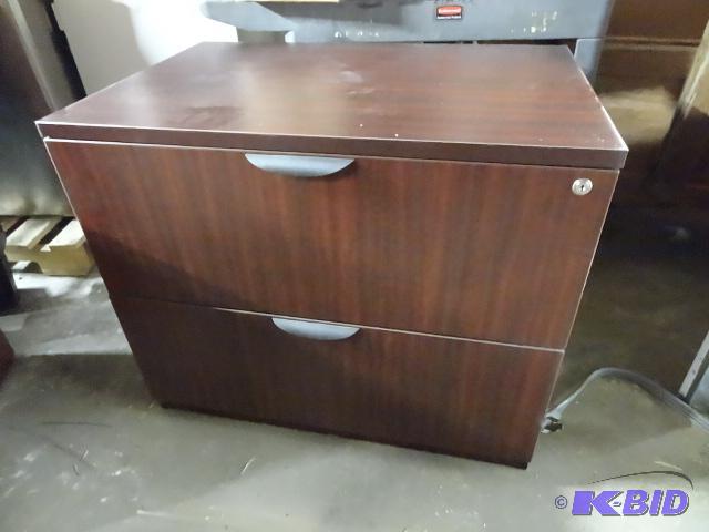 lot 48 image: Laminate 2 drawer lateral file. 34 x 23 x 29...