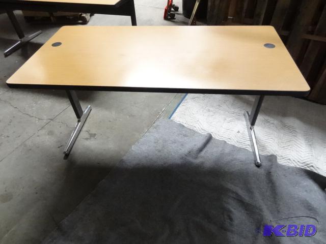 lot 49 image: Metal framed table. 59 x 29...