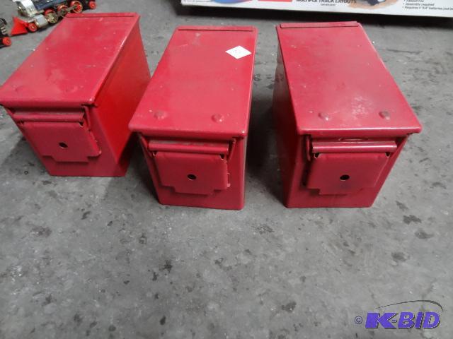 lot 55 image: 3 metal ammo boxes...